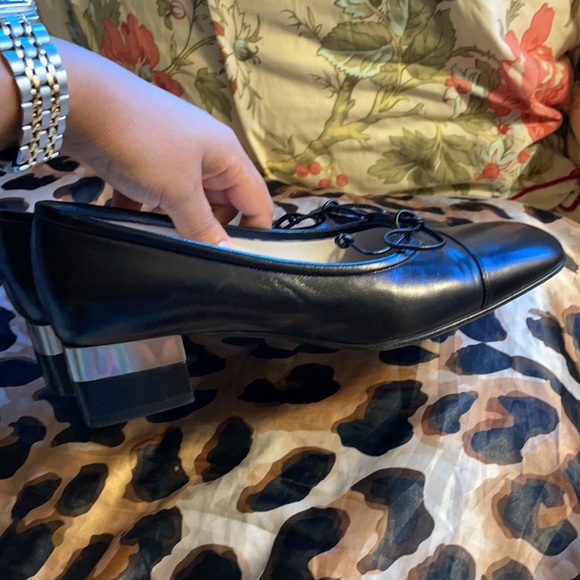 Chanel Black Leather Ballet Block Low Heel 7.5 - Picture 13 of 13